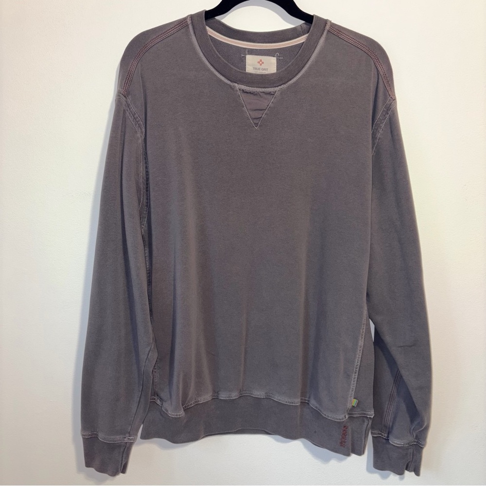 True Grit Pullover Sweatshirt Men Size M Gray Crewneck Sweater Casual Neutral